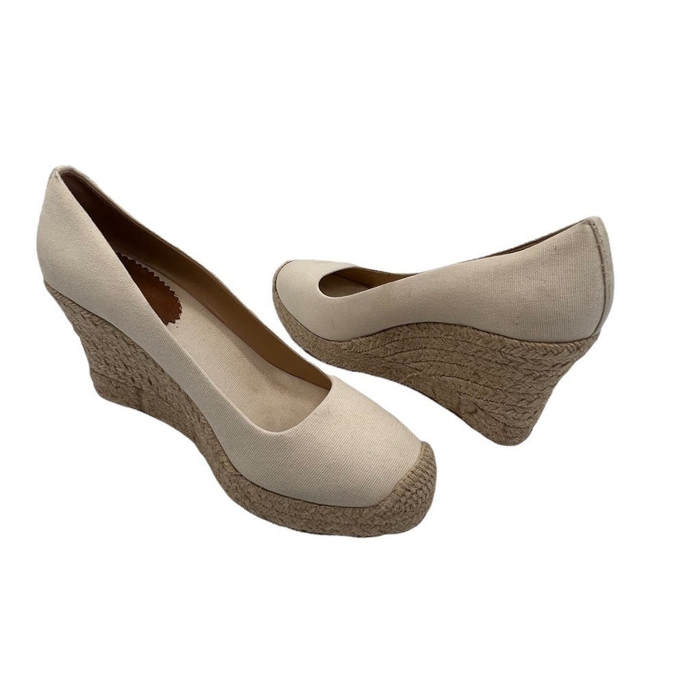 J. Crew Beige Seville Espadrille Platform Wedge Heels Size 9 Women’s